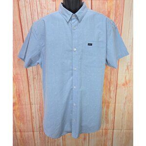 RVCA Mens Slim Fit Short Sleeve Button-Up Shirt XL Blue